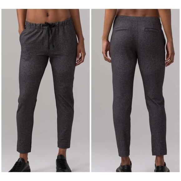lululemon athletica Pants - Lululemon Jet Crop Slim Trouser Luon Heathered Herringbone Black Grey Size 4